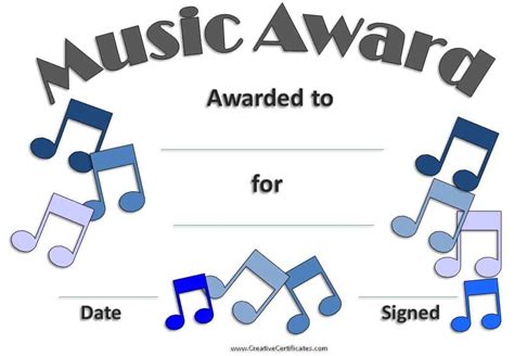 Music Certificate Templates Free